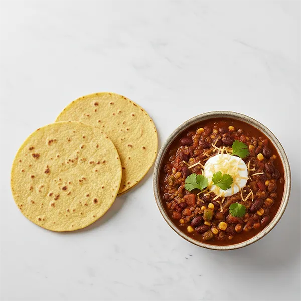 Chili Sin Bean Carne with Corn Tortillas